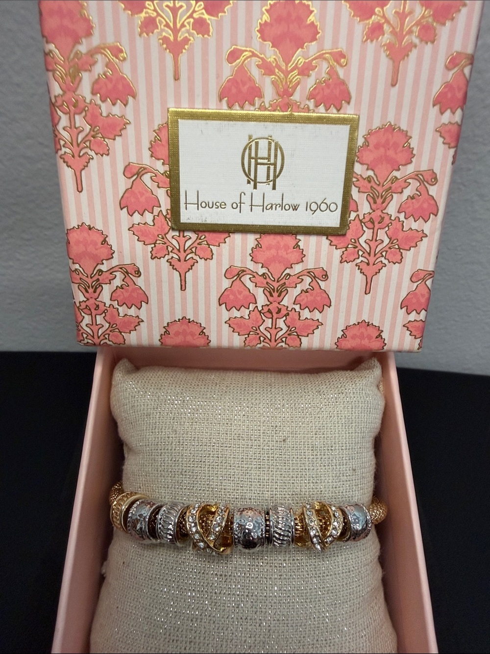 House of Harlow 1960 | Two-Tone Pave Twist Mesh Bracelet w/ Rhinestones ✨